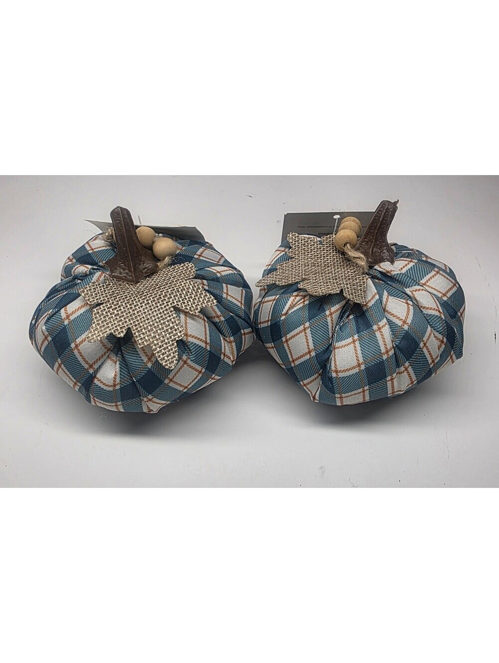 Fabric Stuffed Pumpkins Fall Farmhouse Decor 2 Pack 4" Decoration